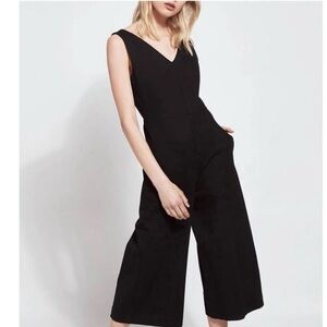 LYSSE Ponte Knit Jumpsuit Black Crop Wide Leg NWT sz XS Jumper luxury